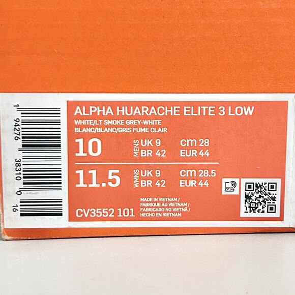 Nike Alpha Huarache Elite 3 Low “White Grey” Men’s Size 10 Baseball Cleats